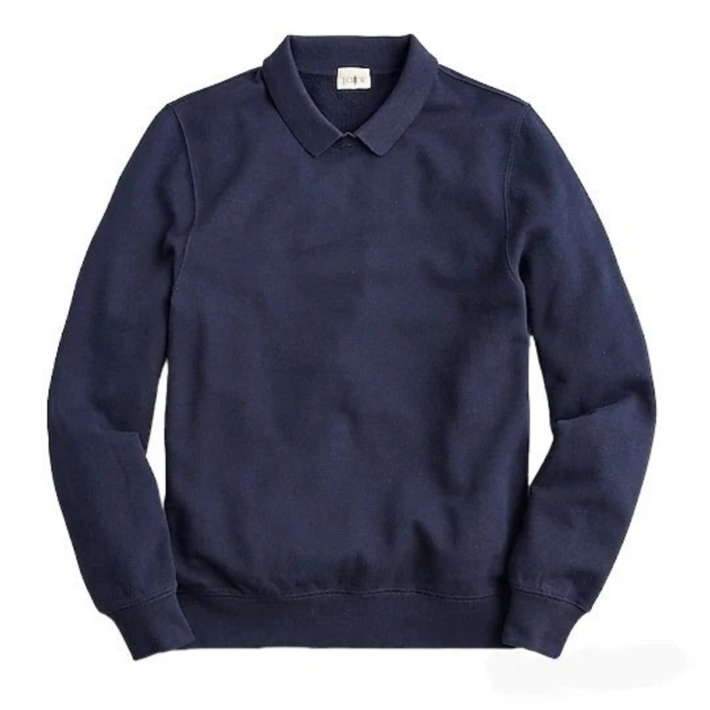 J. Crew‎ Piqué Fleece Sweatshirt Men XS Blue Preppy Academia Collegiate Classic - Picture 14 of 16